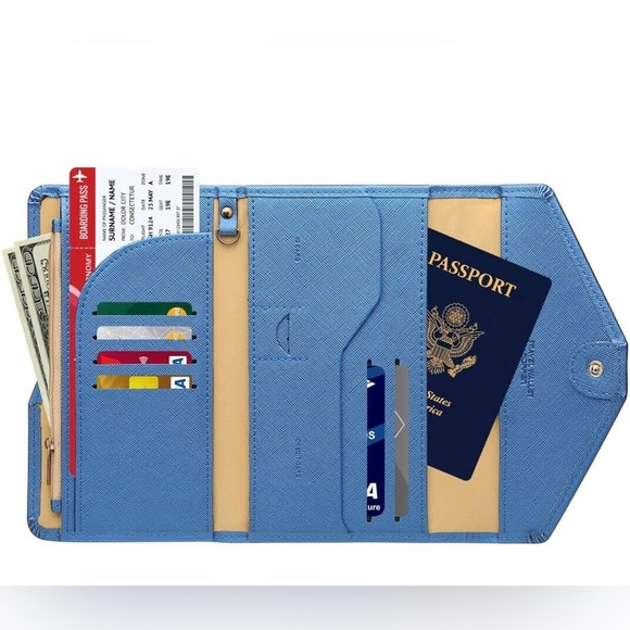 Zoppen Handbags - ZOPPEN | Mulit-purpose RFIP Blocking Passport Holder Travel Wallet | Blue